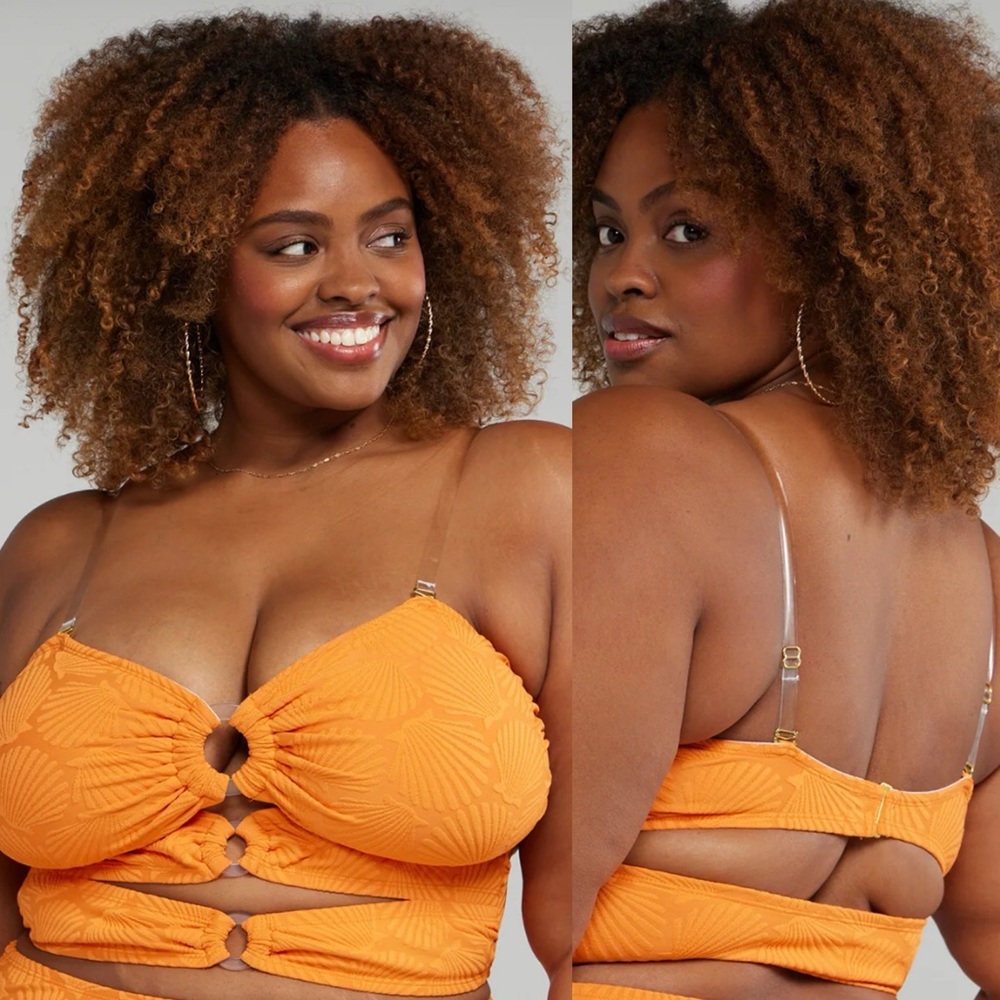 Seashell Orange Bikini Top- 2X